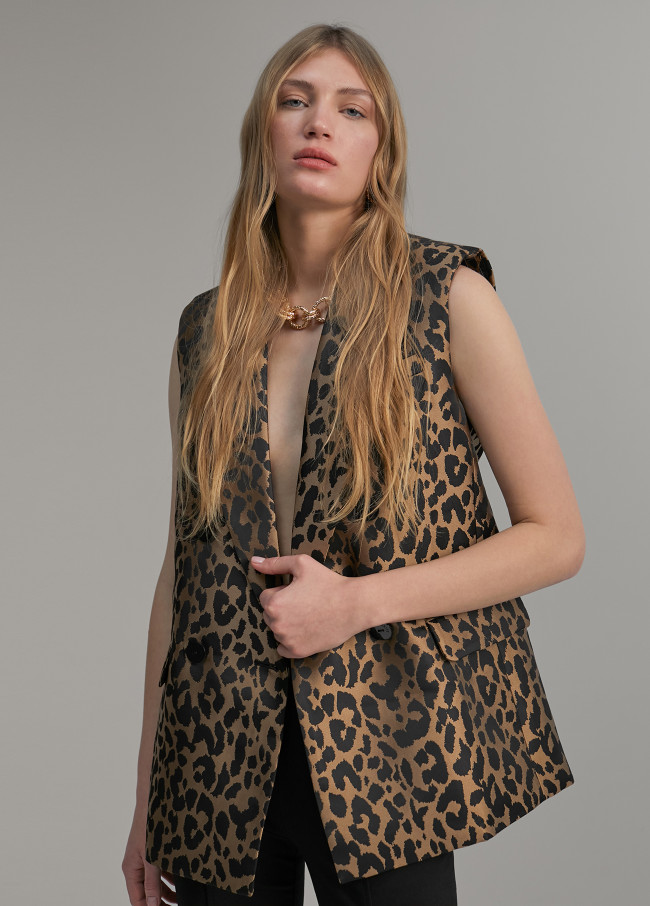 Animal print gilet