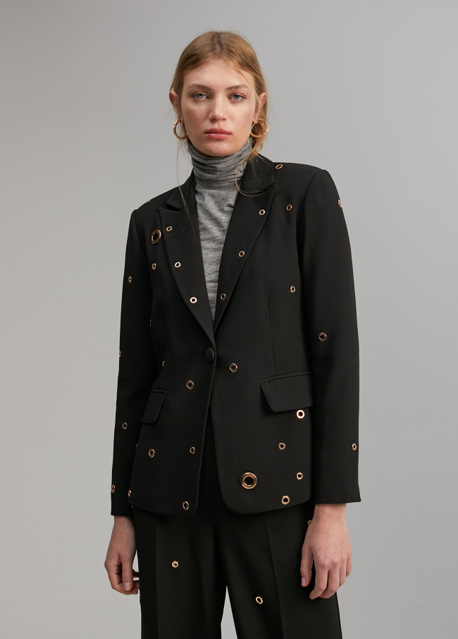 Blazer com pormenor de eyelets