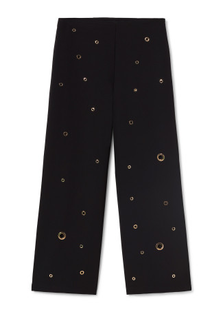 Calças com pormenor de eyelets