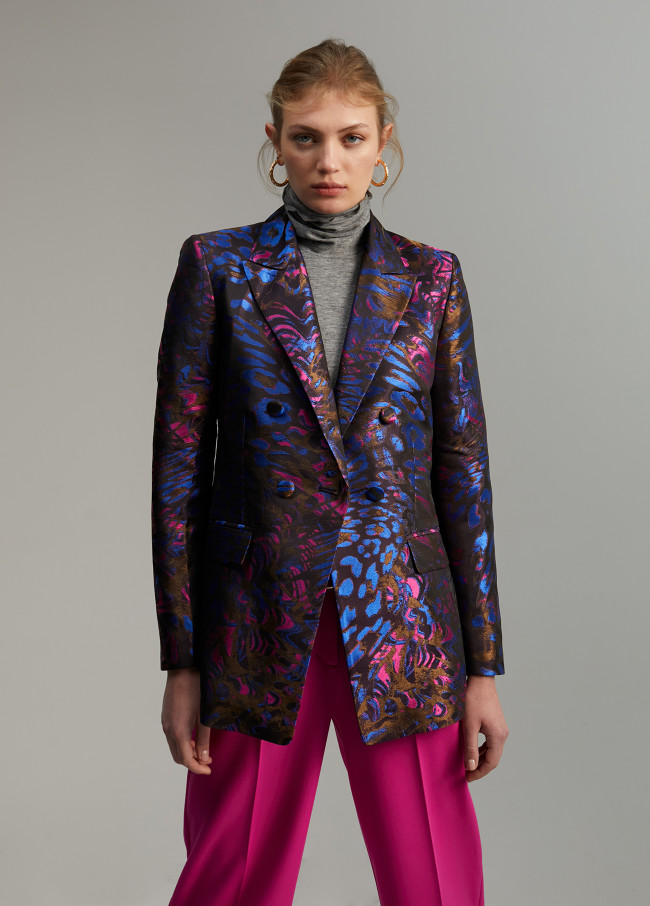 Blazer em jacquard estampado