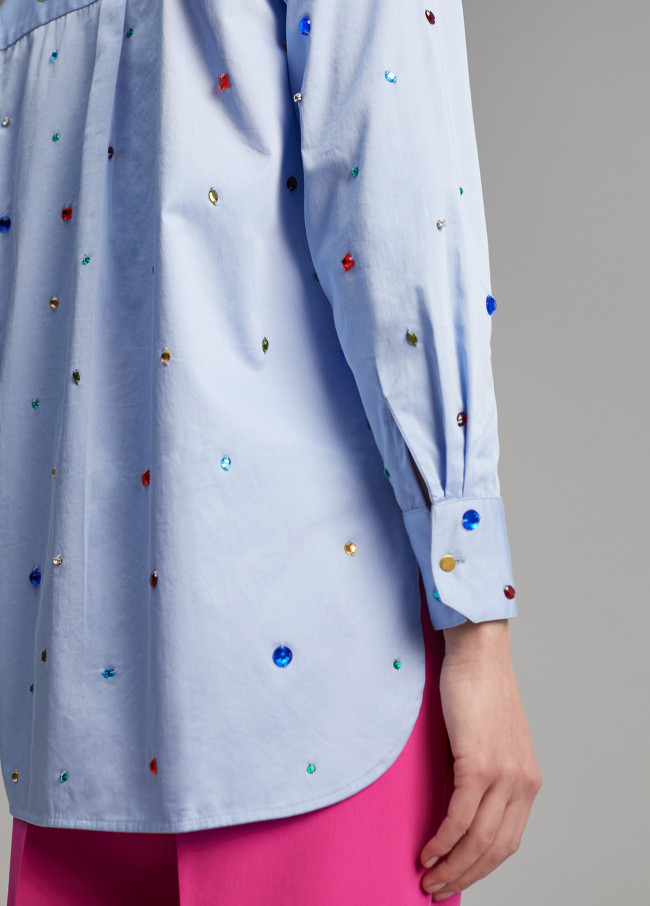 Shirt with rhinestone detail