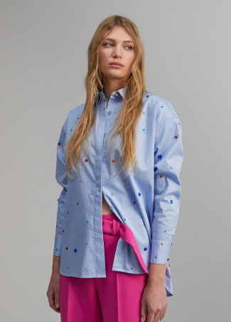 Shirt with rhinestone detail
