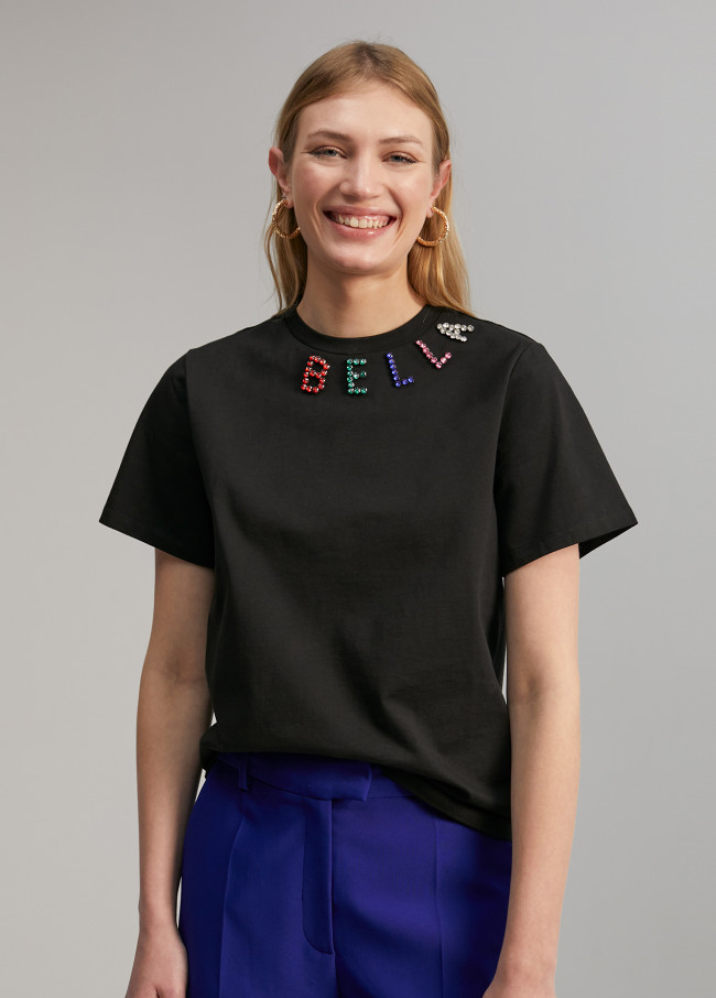 T-shirt with rhinestone detail