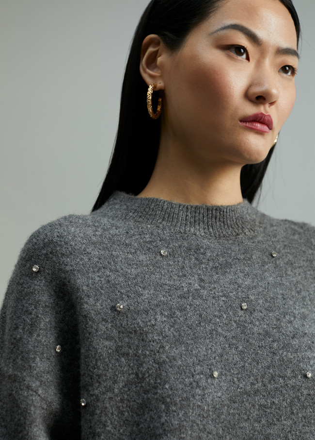 Sweater with crystal details
