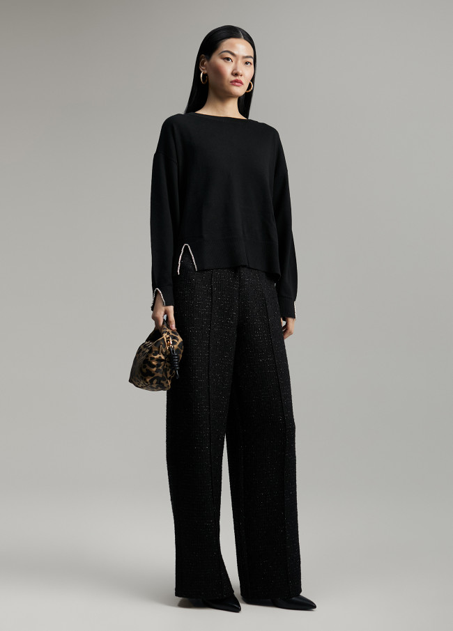 Sweater with rhinestone details