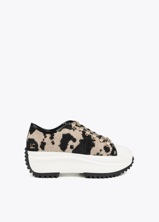 Animal print fabric sneakers