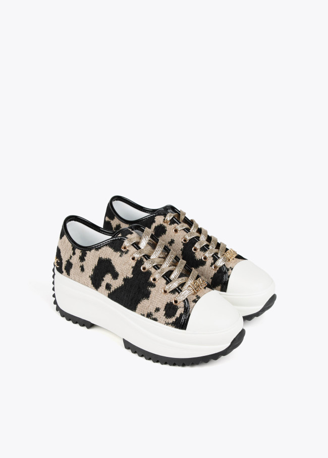 Animal print fabric sneakers