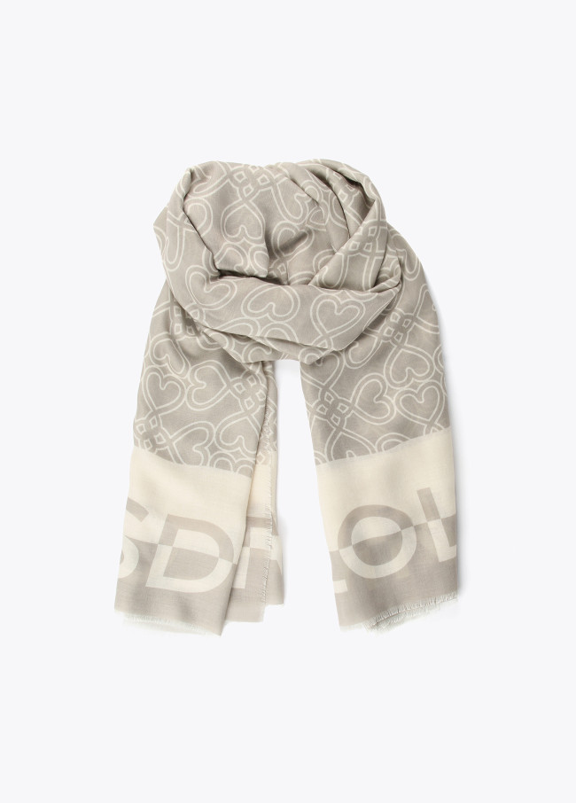Ecru scarf with infinity hearts