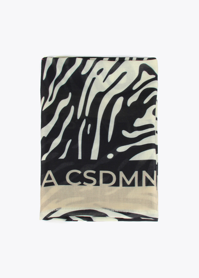Écharpe com logótipo e estampado zebra