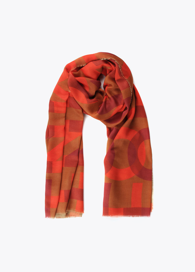 Foulard mit orangefarbenem Logo