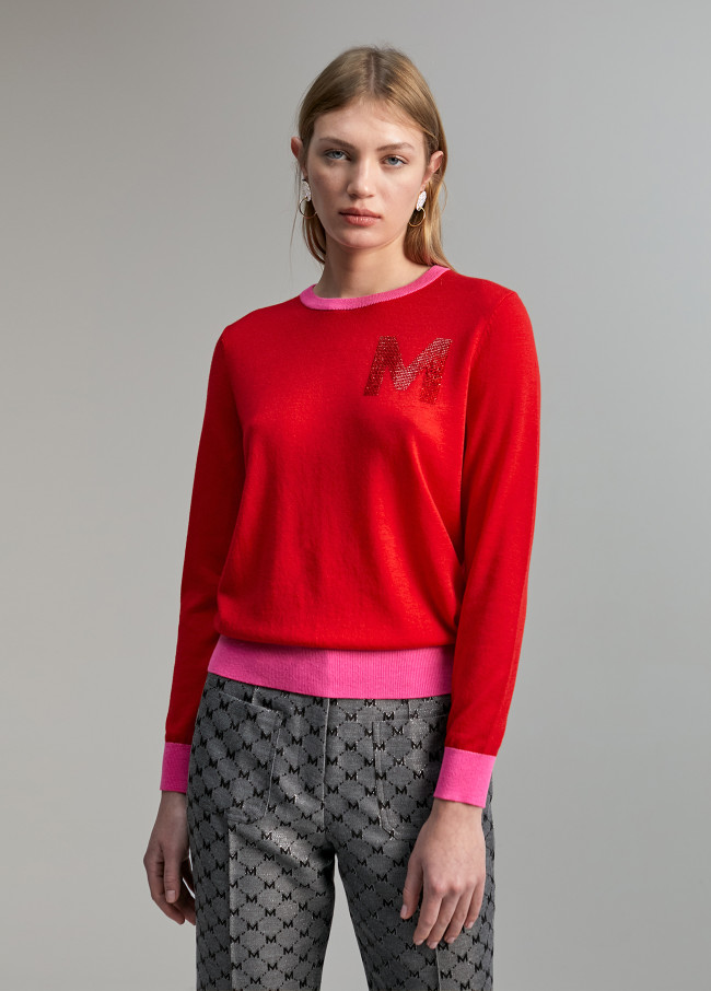 Sweater with rhinestone detail