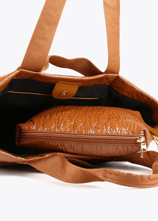 Tote bag de efeito envernizado