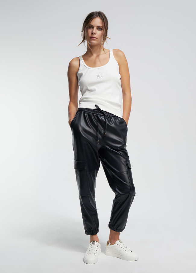 Faux leather trousers