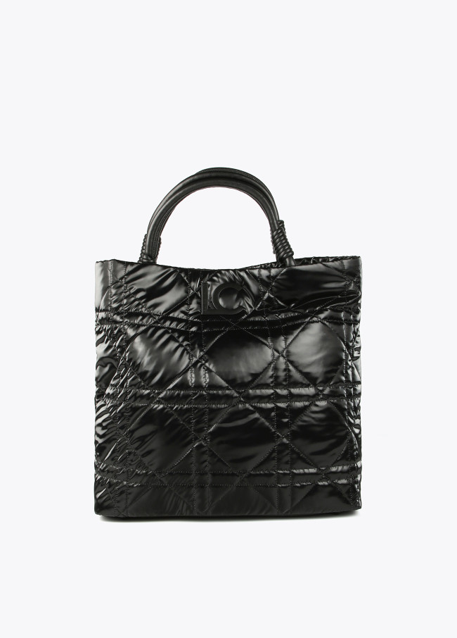 Shiny effect padded tote bag