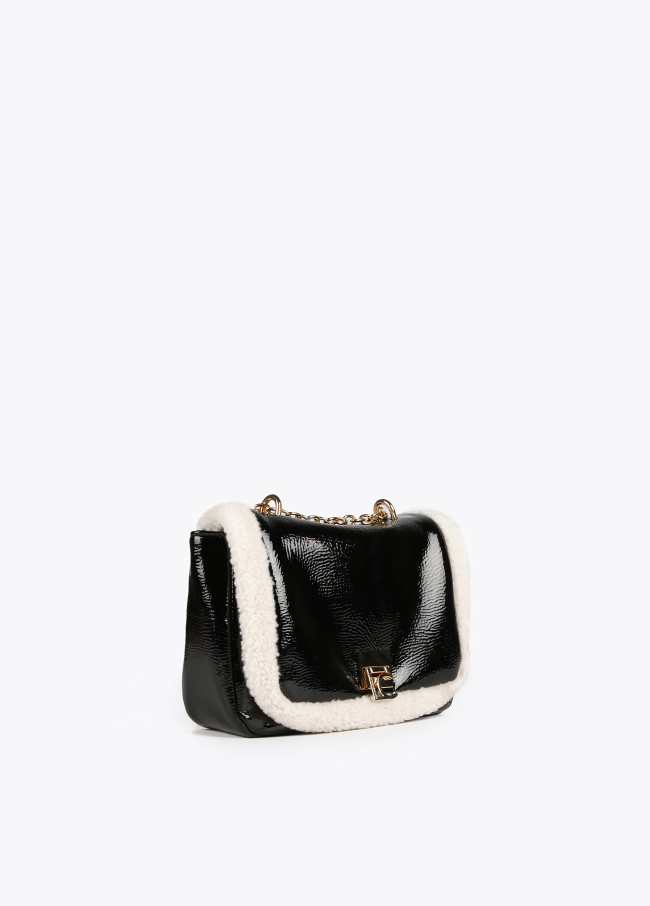 Crossbody bag with faux shearling details