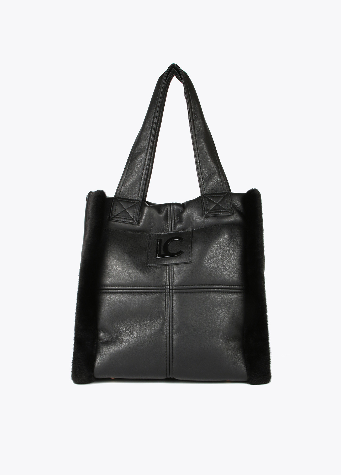 & Other Stories Large Leather & deals Faux Fur Shopper Tote in Black