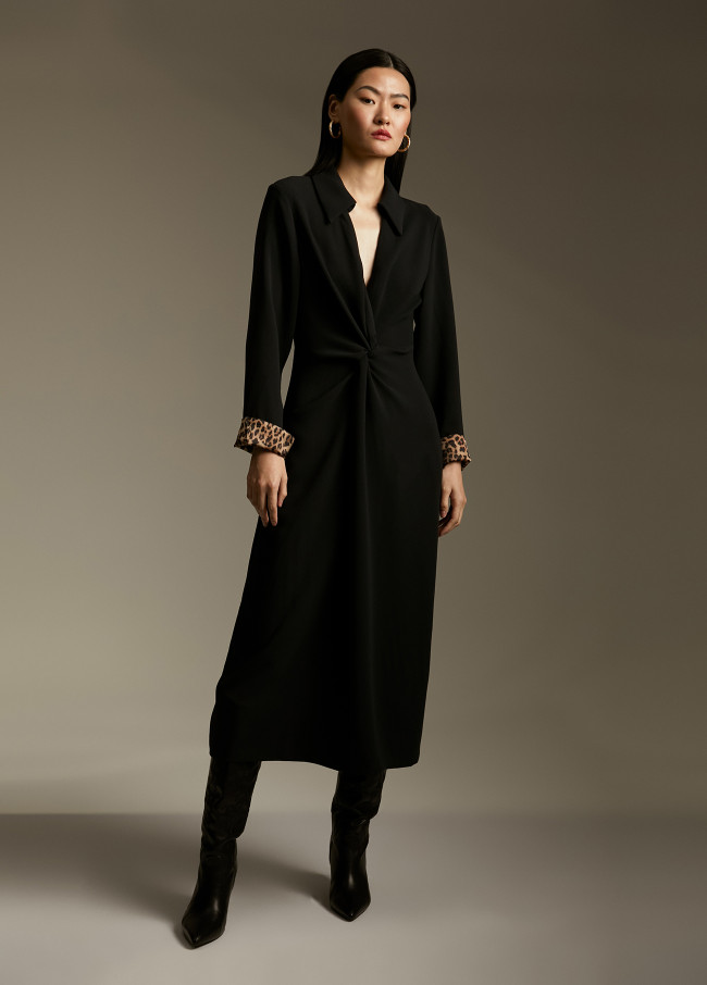 Vestido midi com nó