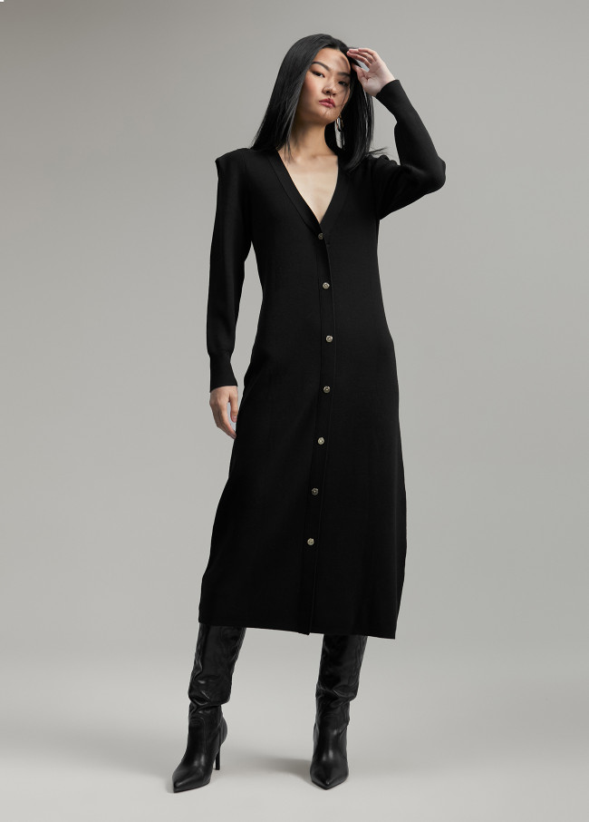 Strickkleid Schulterpolster