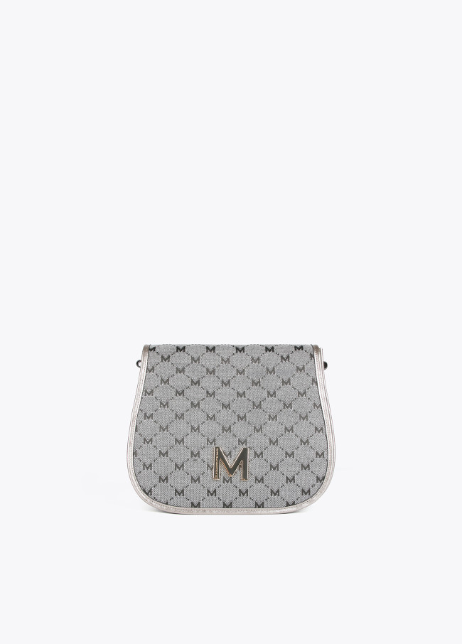 Grey jacquard crossbody bag