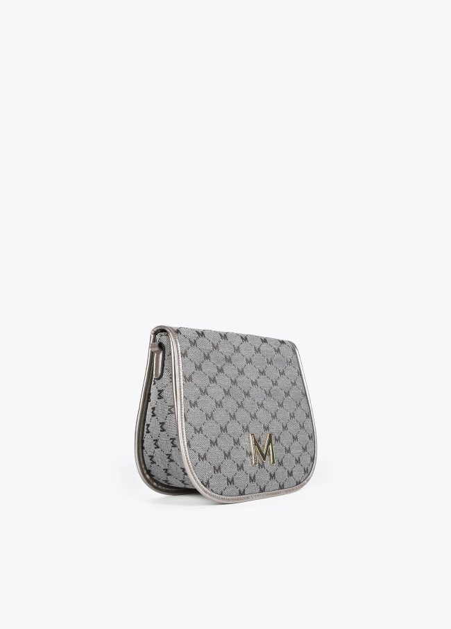 Grey jacquard crossbody bag