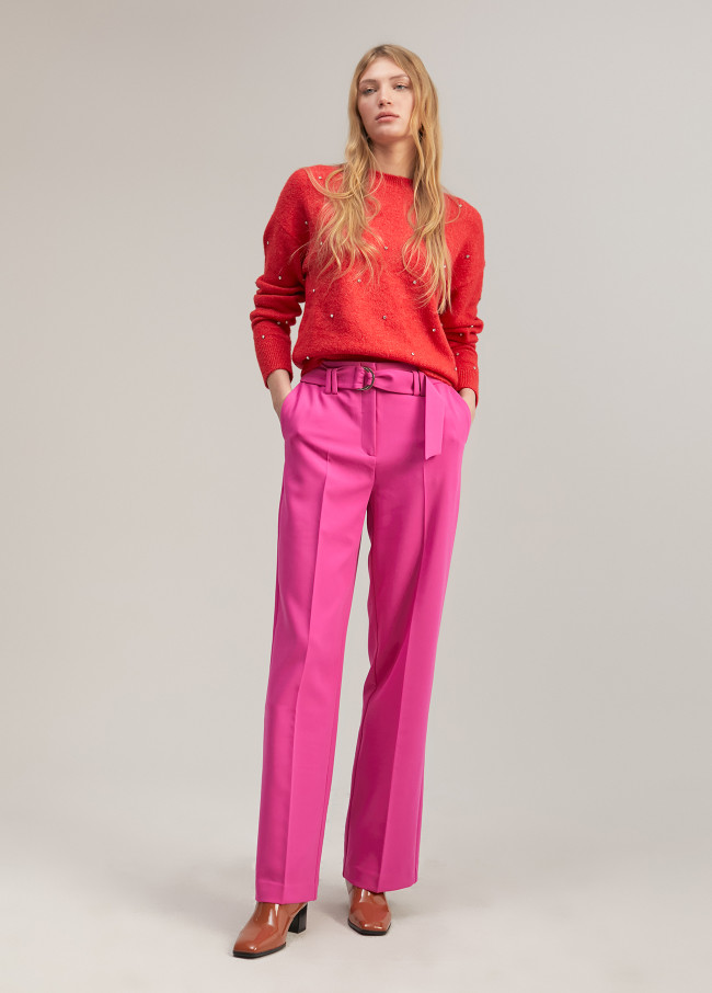 Wide-leg trousers with belt