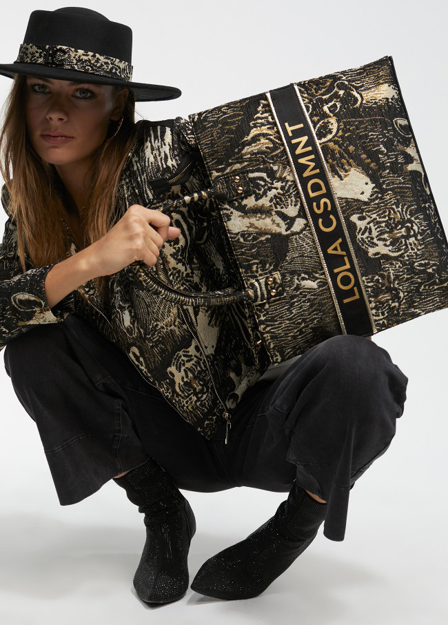 Tote bag em jacquard