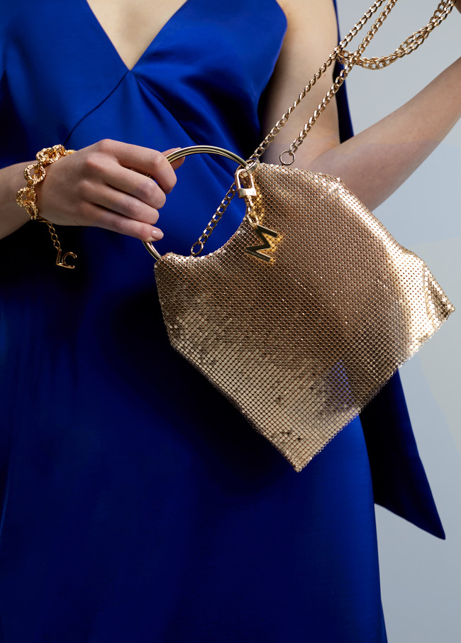 Gold mesh evening bag sale