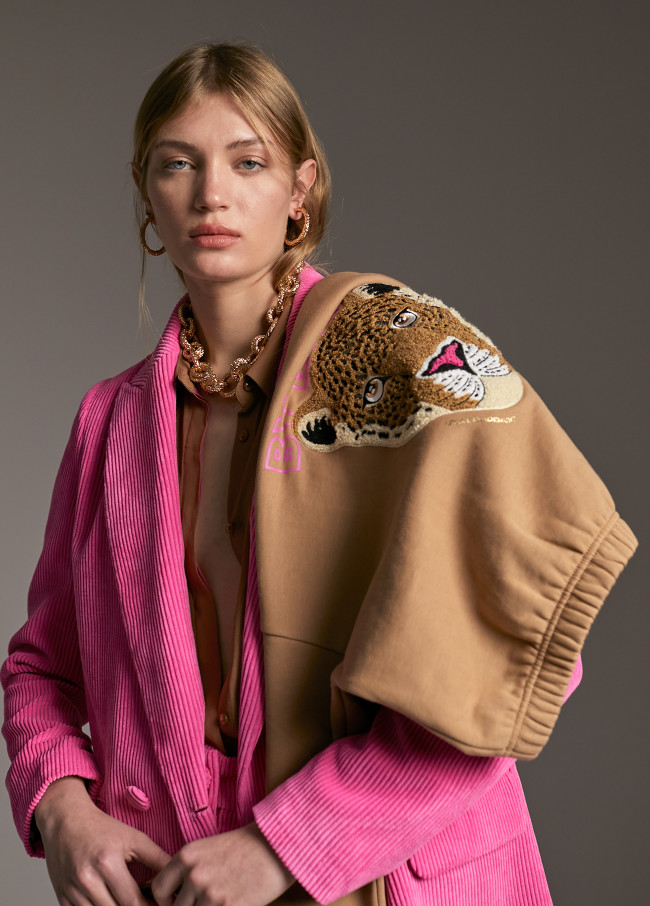 Blazer oversize in velluto a costine