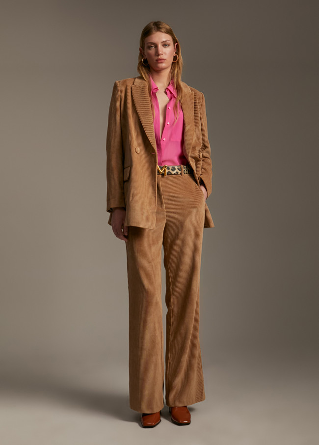 Blazer oversize in velluto a costine