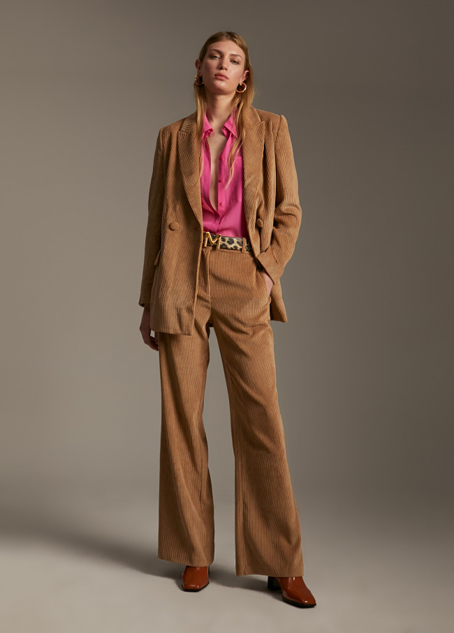 Wide-leg corduroy trousers