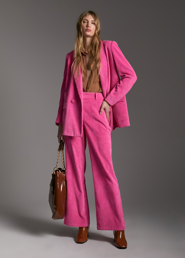 Wide-leg corduroy trousers