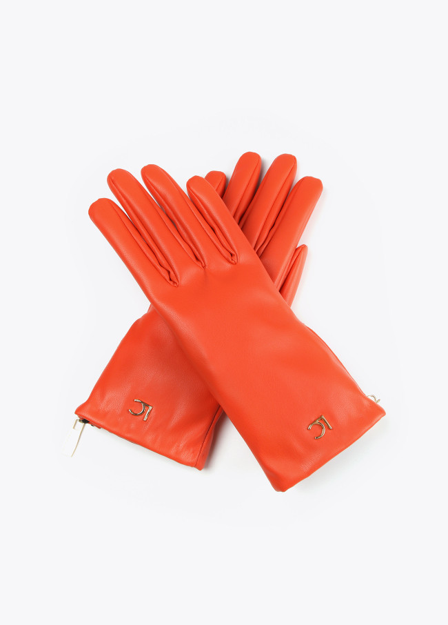 Gants similicuir orange