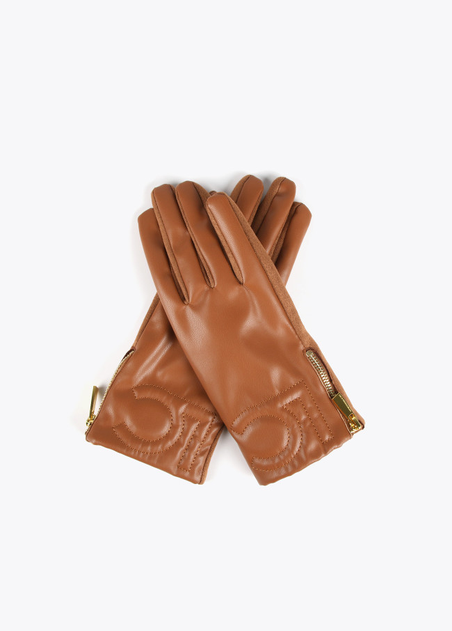 Faux leather gloves