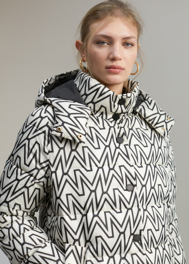 Mid-length quilted anorak with monogram