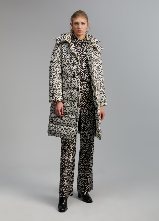 Mid-length quilted anorak with monogram