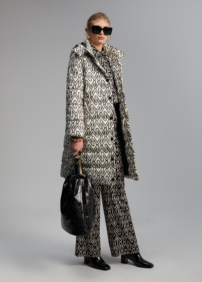 Mid-length quilted anorak with monogram