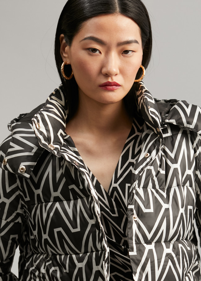 Short quilted anorak with monogram