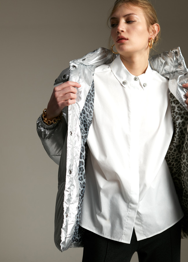 Metallic quilted anorak