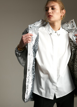 Metallic quilted anorak