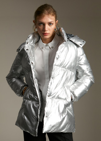Metallic quilted anorak
