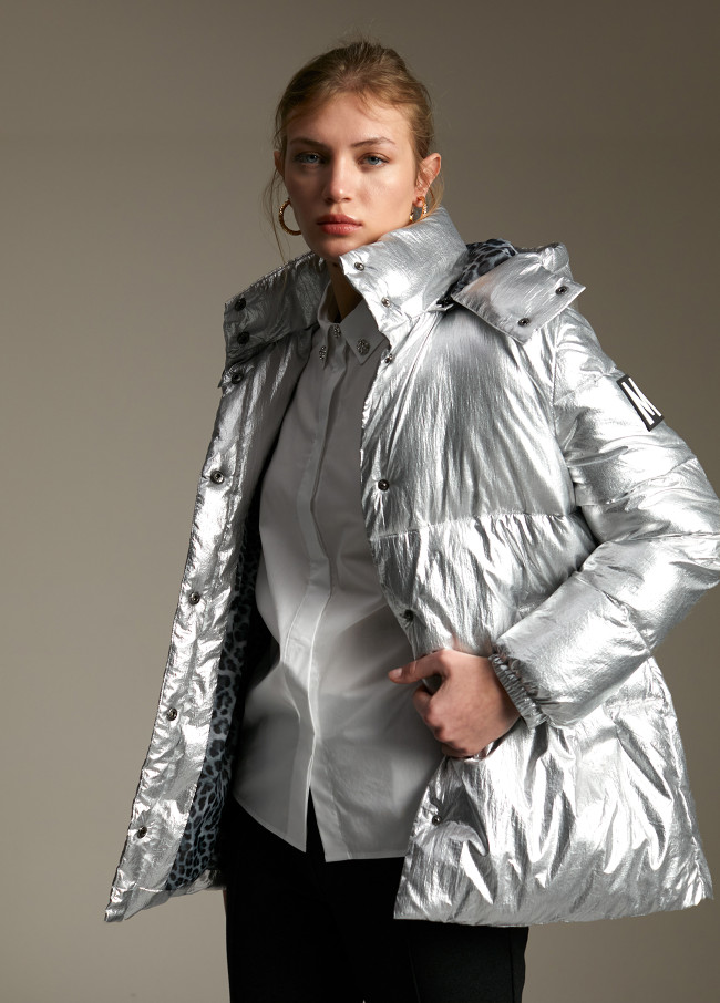 Metallic quilted anorak