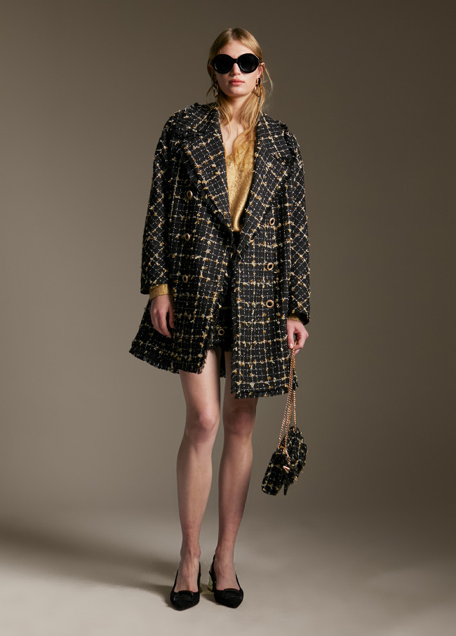 Cappotto a quadri in lurex