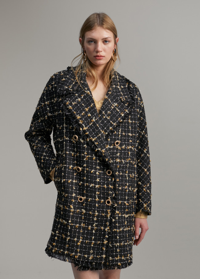 Cappotto a quadri in lurex