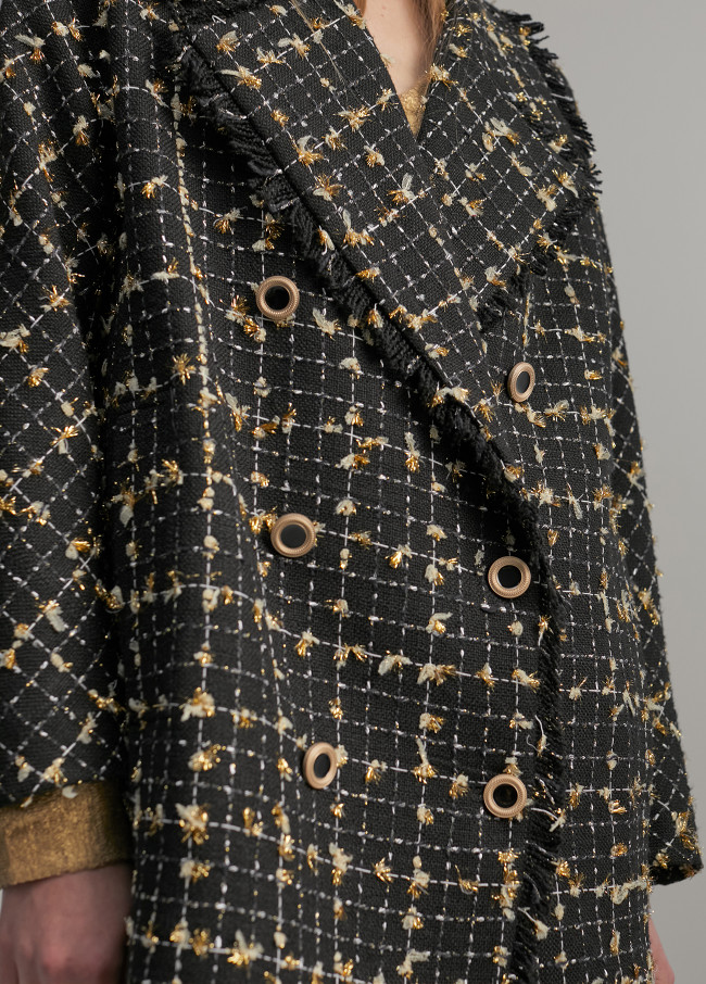 Cappotto a quadri in lurex