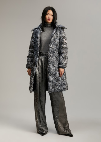 Giacca a vento imbottita con stampa animalier