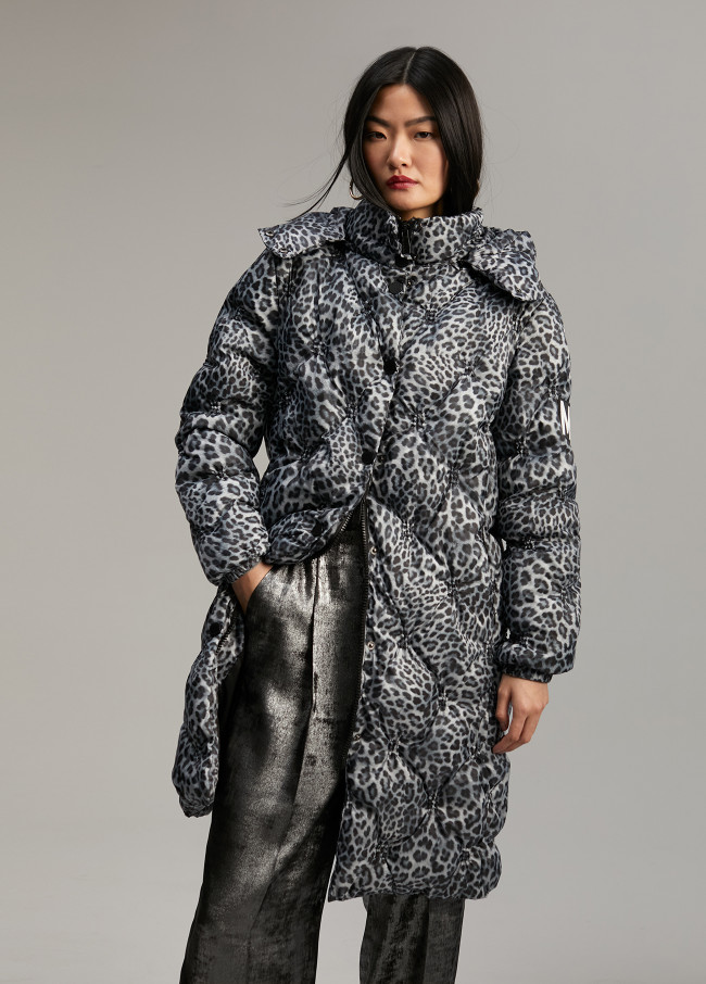 Quilted animal print anorak