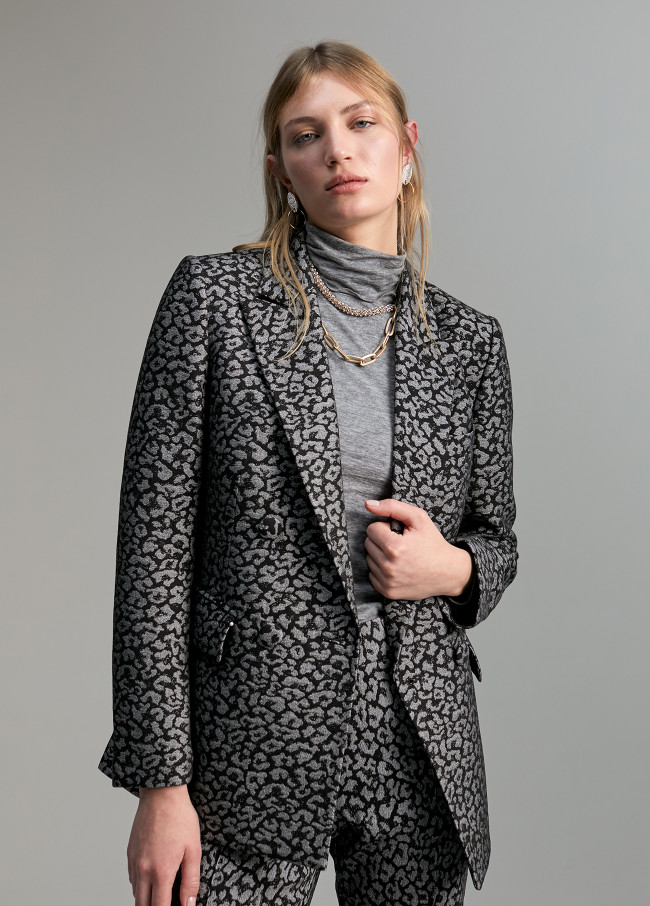 Blazer jacquard animal print