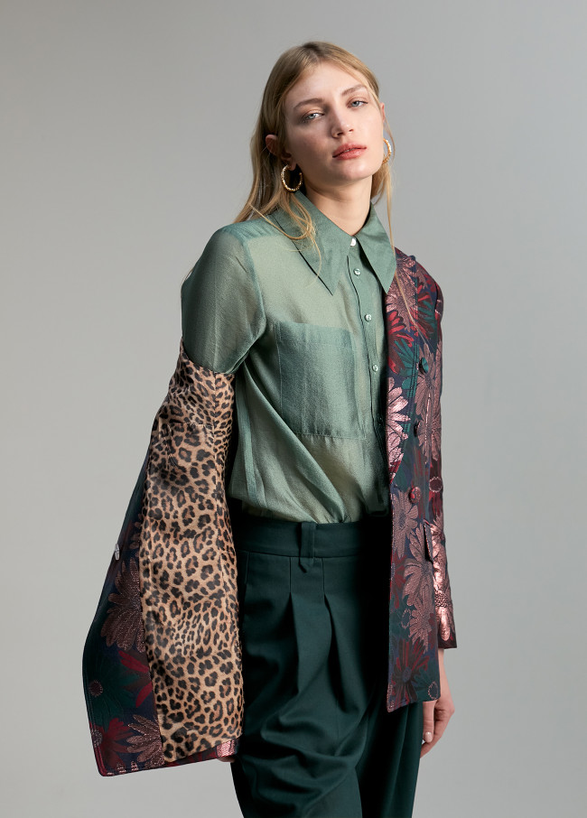 Blazer mit Blumenjacquard