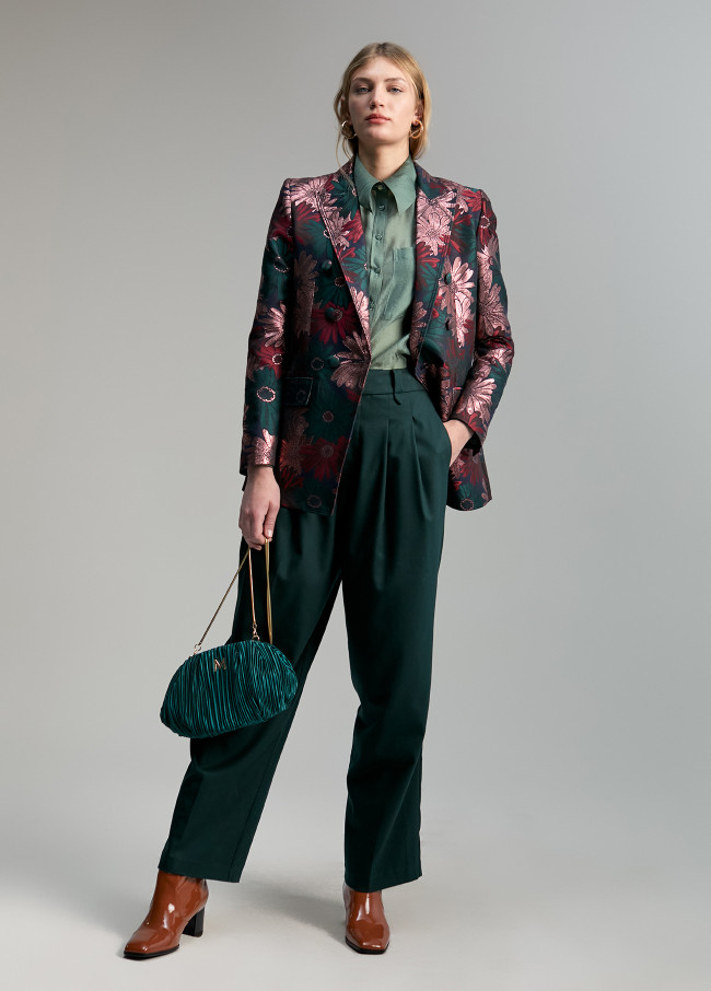 Floral jacquard blazer