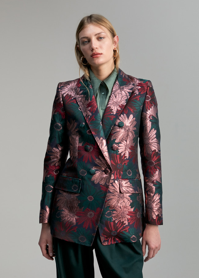 Blazer em jacquard floral